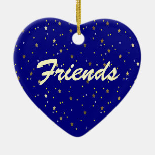 Freund-für immer blaue goldene keramikornament