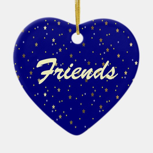 Freund-für immer blaue goldene keramikornament (Vorne)
