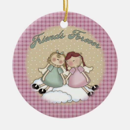 Freund-für immer Engels-Weihnachtsverzierung Keramik Ornament (Vorne)