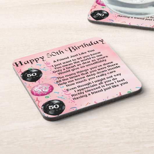 Freund-Gedicht - 50. Geburtstag Untersetzer (Linke Seite)