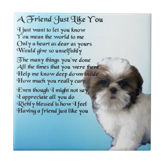 Freund-Gedicht - Entwurf Shih Tzu Fliese (Vorderseite)