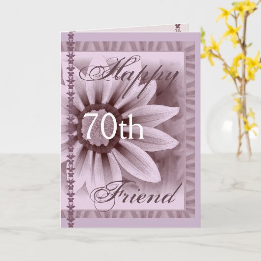 FREUND - glücklicher 70. Geburtstag - LAVENDEL Karte (Gelbe Blume)