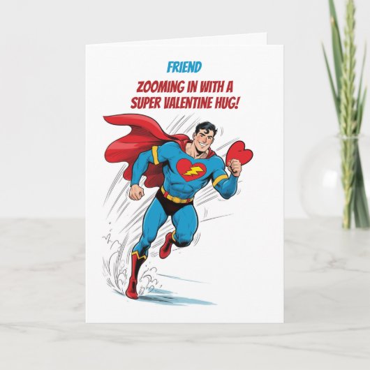 Freund Junge Valentinstag Superheld Umarmen Karte (Vorderseite)