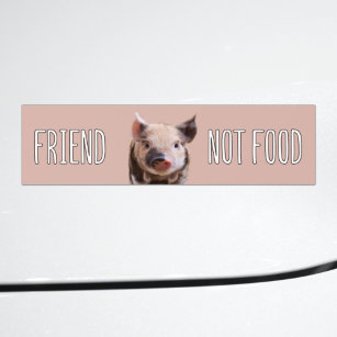 "Freund, keine Nahrung" vegan mit niedlichem Ferke Autoaufkleber