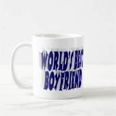 Freund mit dunkelblauer halber Typografie Kaffeetasse (Links)