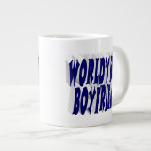 Freund mit dunkelblauer Halbtypografie Jumbo-Tasse (Vorderseite Rechts)