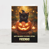 Freund oder Freunde Frohes Halloween Schwarze Katz Karte (Vorderseite)