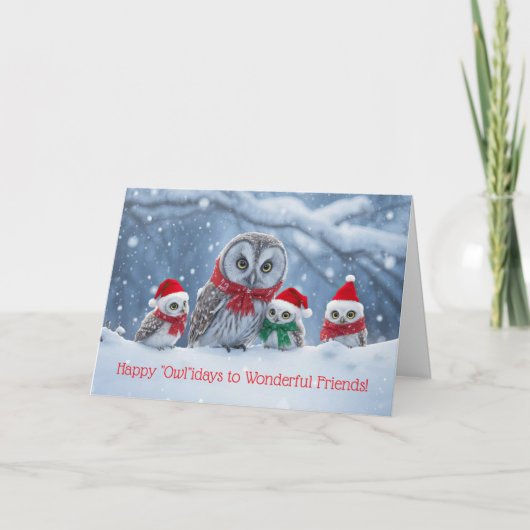 Freund oder Freunde Weihnachtsfeiertag Süße Eule Karte (Vorderseite)
