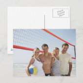 Freunde am Beachvolleyballplatz Postkarte (Vorne/Hinten)