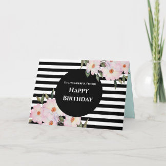Freunde am Geburtstag Wasserfarben Rose Streifen Karte
