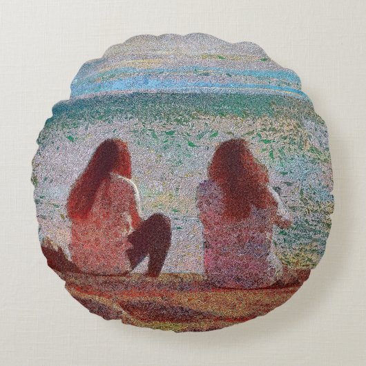 Freunde auf der Insel Lopez Pouf Pillow Rundes Kissen (Vorderseite)