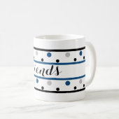 Freunde Azure Blue Silver Black Polka Dots Kaffeetasse (VorderseiteRechts)