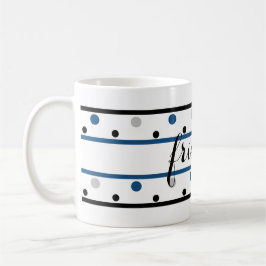 Freunde Azure Blue Silver Black Polka Dots Kaffeetasse