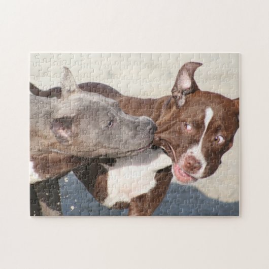 Freunde beim Spielen - Pitbull Welpen Puzzle (Horizontal)