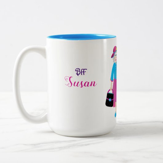 FREUNDE-BESTE FREUNDIN BIS WIR ALT UND GRAU-ZWEI-C ZWEIFARBIGE TASSE (Links)