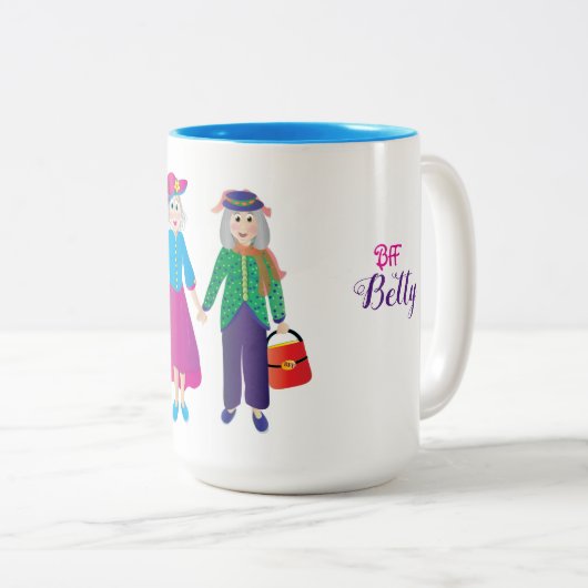 FREUNDE-BESTE FREUNDIN BIS WIR ALT UND GRAU-ZWEI-C ZWEIFARBIGE TASSE (VorderseiteRechts)