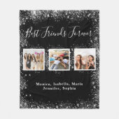 Freunde BESTE FREUNDIN Schwarz-Silber-Glitzer Foto Fleecedecke (Vorderseite)