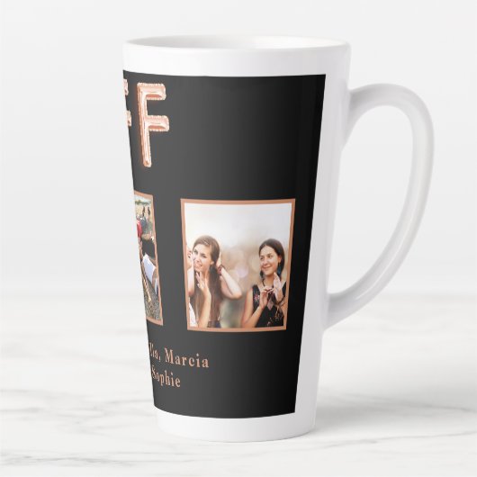 Freunde BESTE FREUNDIN schwarze Rose Goldnamen Fot Milchtasse (Rechts)