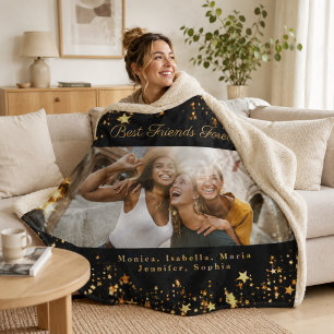 Freunde beste Freundinnen Foto schwarz Gold Sterne Sherpadecke