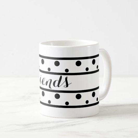 Freunde Black Polka Dots White Kaffeetasse (VorderseiteRechts)