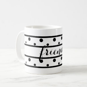 Freunde Black Polka Dots White Kaffeetasse