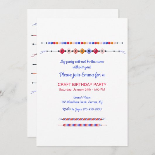 Freunde Bracelets Geburtstagsparty Einladung (Vorne/Hinten)