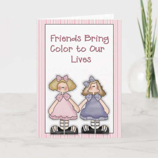 Freunde bringen farbige Grußkarte Karte (Vorderseite)