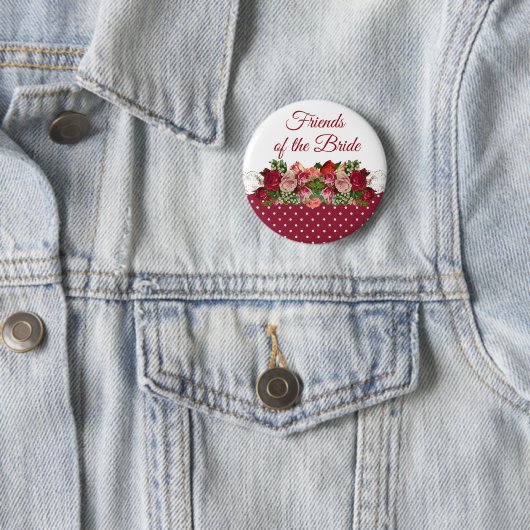 FREUNDE DER BRIDE Rose Bouquet Wedding Button (Beispiel)