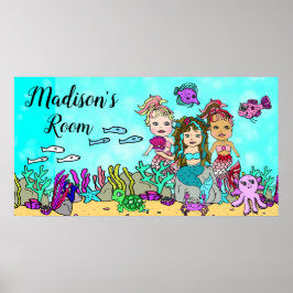 Freunde der personalisierten Meerjungfrau und Meer Poster