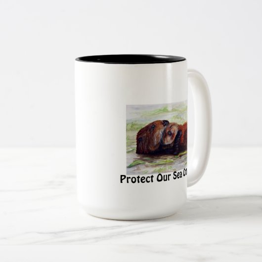 Freunde der Seeotter-Tasse Zweifarbige Tasse (VorderseiteRechts)