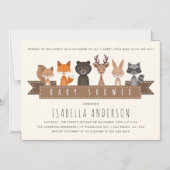 Freunde der Waldtiere Kinderdusche Magneteinladung (Vorderseite)