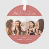 Freunde des Lebens Foto braune rote Namen Keepsake Ornament (Rückseite)