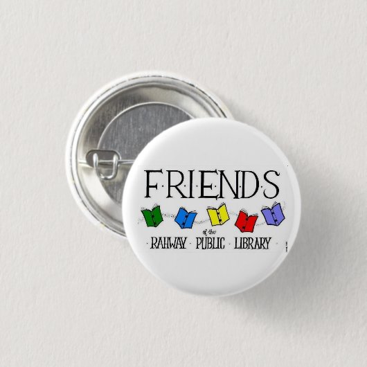 Freunde des Rahway Bibliotheks-Knopfes Button (Vorne & Hinten)