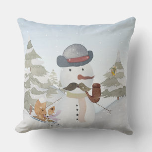 Freunde des Schneemans und des Winterwaldes Kissen