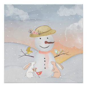 Freunde des Schneemans und des Winterwaldes Poster