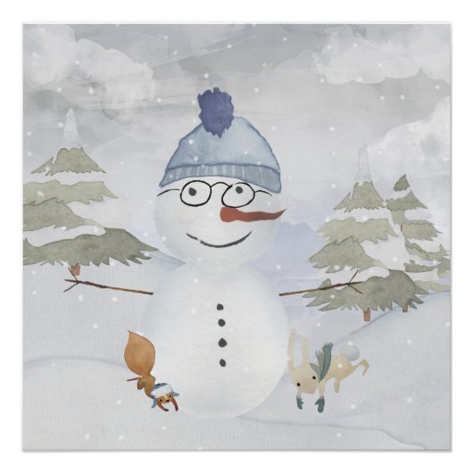 Freunde des Schneemans und des Winterwaldes Poster (Vorderseite)