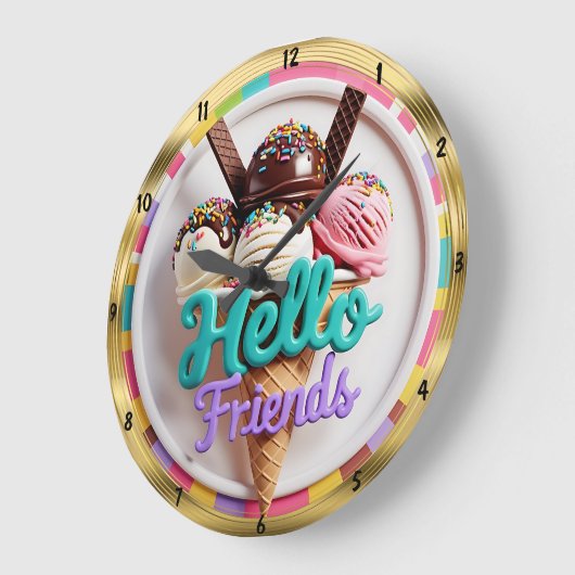 Freunde des süßen Eiscremes Große Wanduhr (Winkel)