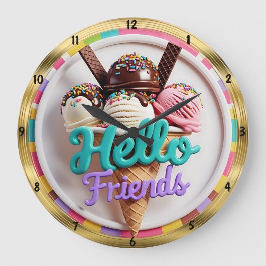 Freunde des süßen Eiscremes Große Wanduhr (Vorderseite)