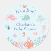 Freunde des verspielten Ozeans Blau seine Baby-Dus Runder Aufkleber (Vorderseite)