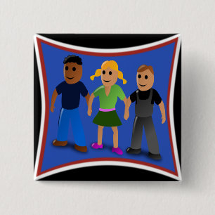 Freunde, die Hände halten - Button