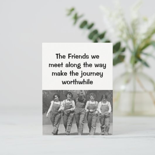 Freunde, die wir auf dem Weg zum Freundschaftsange Postkarte (Stehend Vorderseite)