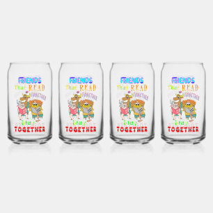 Freunde, die zusammen lesen Bleibe Dosenglas