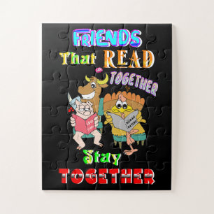 Freunde, die zusammen lesen Bleibe Puzzle