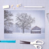 Freunde - Eine Scheune und ein Baum im Schnee Seidenpapier (Handwerk)