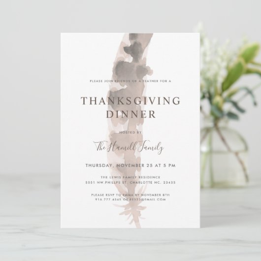 Freunde einer Feder | Erntedank Potluck Einladung (Stehend Vorderseite)