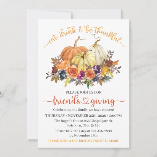 Freunde Erntedank Mittagessen, Herbstkürme Einladung (Vorderseite)