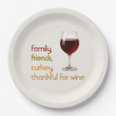 Freunde, Essen, Truthahn und Wein | Moderne Thanks Pappteller (Vorderseite)