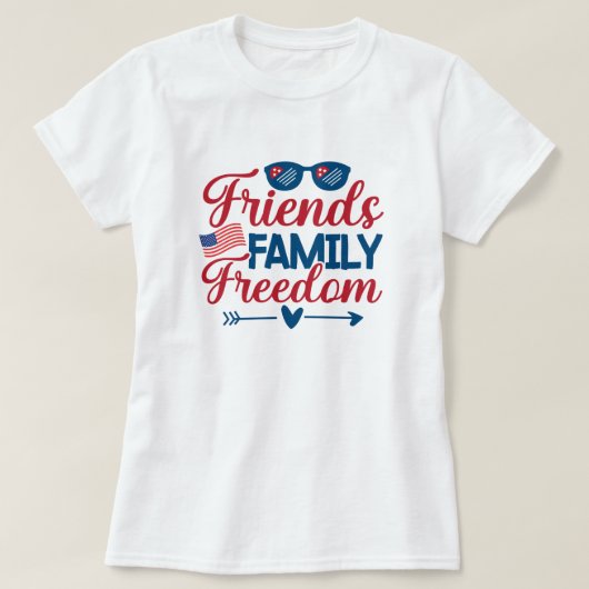 Freunde, Familie und Freiheit T-Shirt (Design vorne)