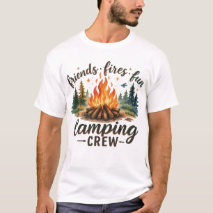 Freunde Feuer Spaß Camping T-Shirt