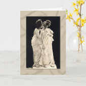 Freunde flüstern Geheimnisse Viktorianisches Bild Karte (Gelbe Blume)